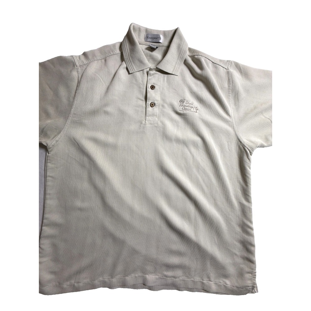 Penguin Munsingwear‎ beige Men's Golf Shirt Sport polo textured logo Size large